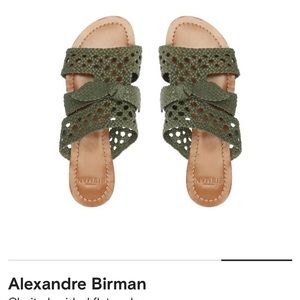 Alexandre Birman flats, Clarita braided mule green tea, Nappa leather. Size 42